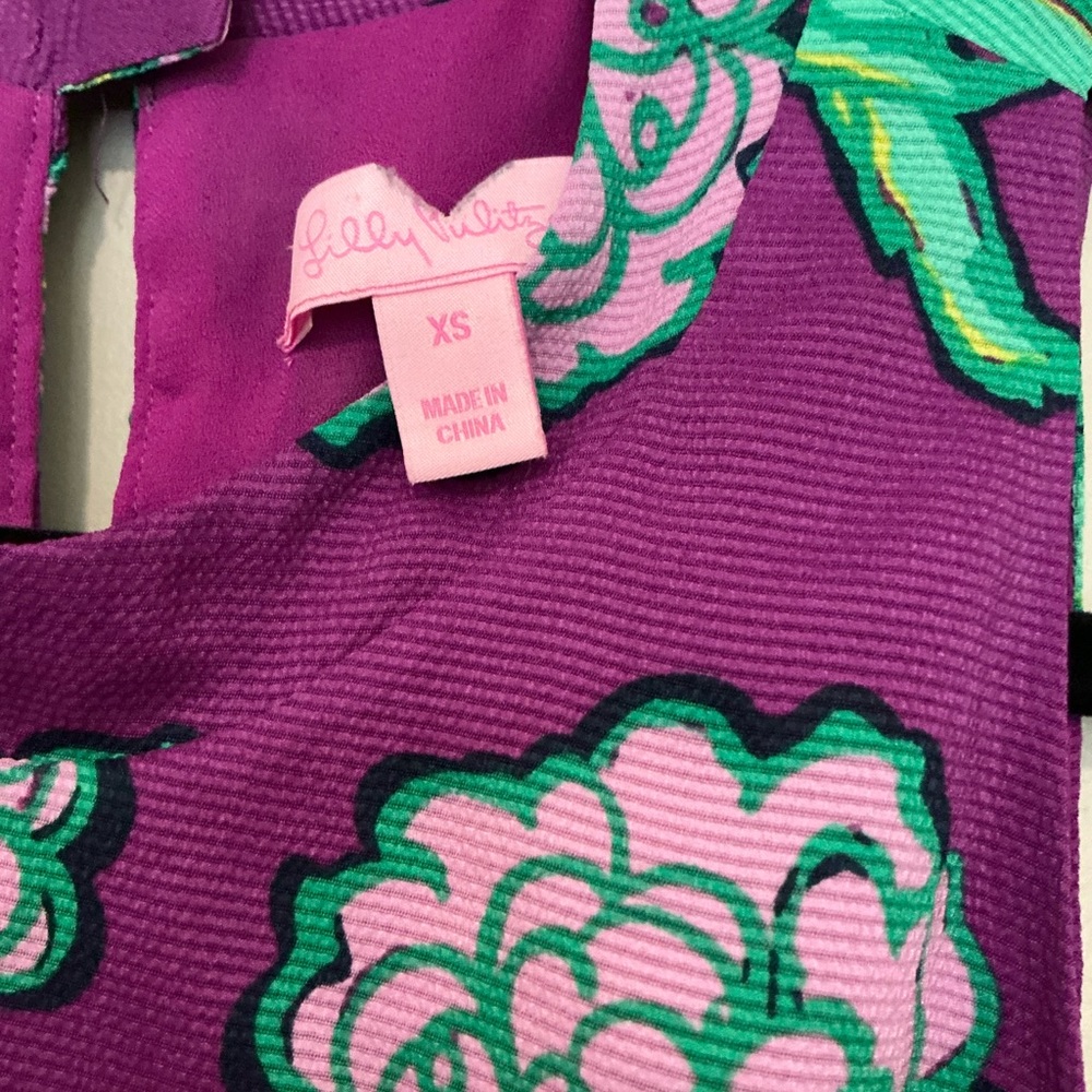 Lilly Pulitzer Purple Dress with Green and Pink Floral Design